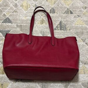 Elegant Red Leather Tote Bag